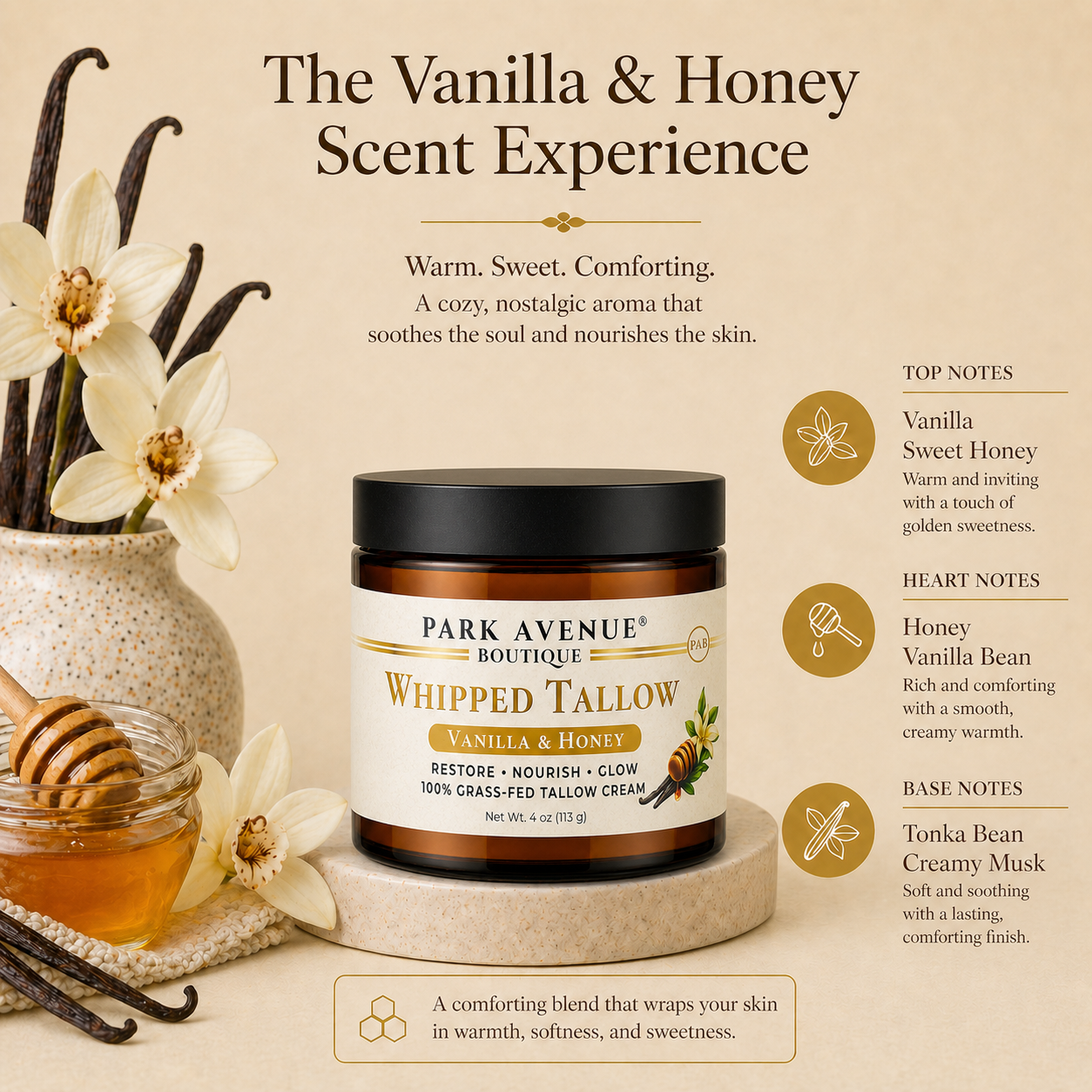 Whipped Tallow Cream - Vanilla & Honey