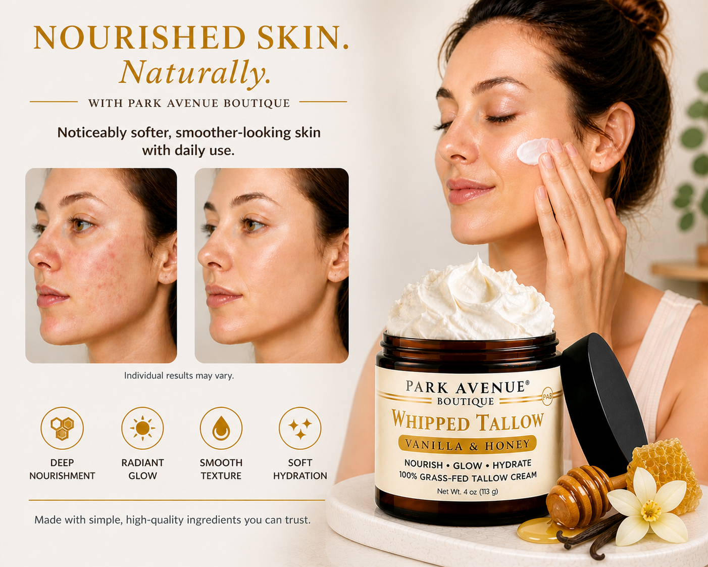 Whipped Tallow Cream - Vanilla & Honey