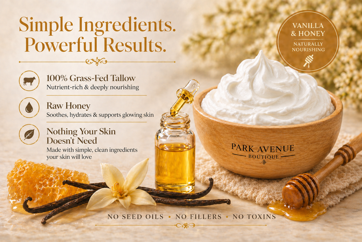 Whipped Tallow Cream - Vanilla & Honey